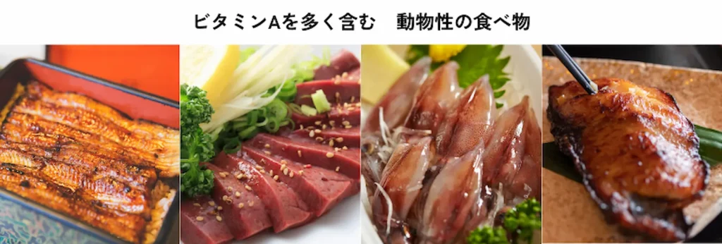 ビタミンAを多く含む　動物性の食べ物