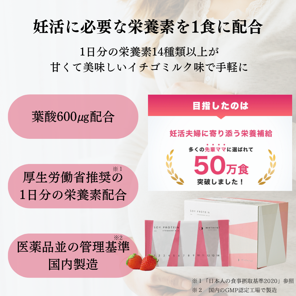妊活プロテイン モトクル イチゴミルク味2