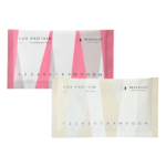 妊活プロテイン モトクルのミックスセットDはほうじ茶味とイチゴミルク味のセットです。