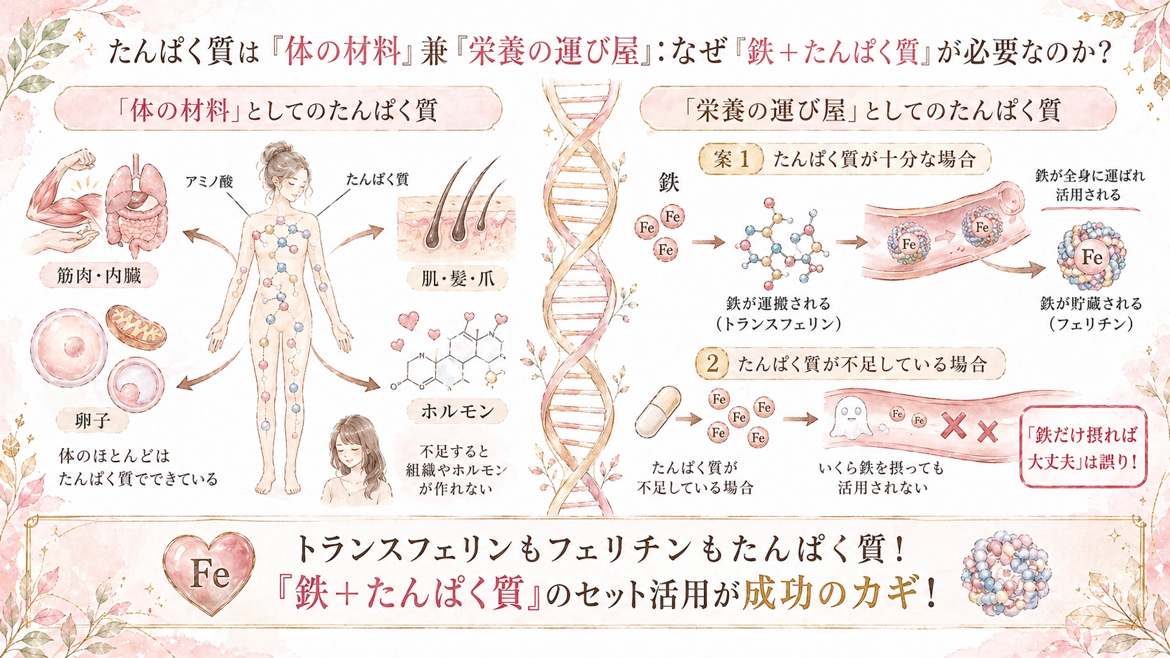 たんぱく質は「体の材料」兼「栄養の運び屋」