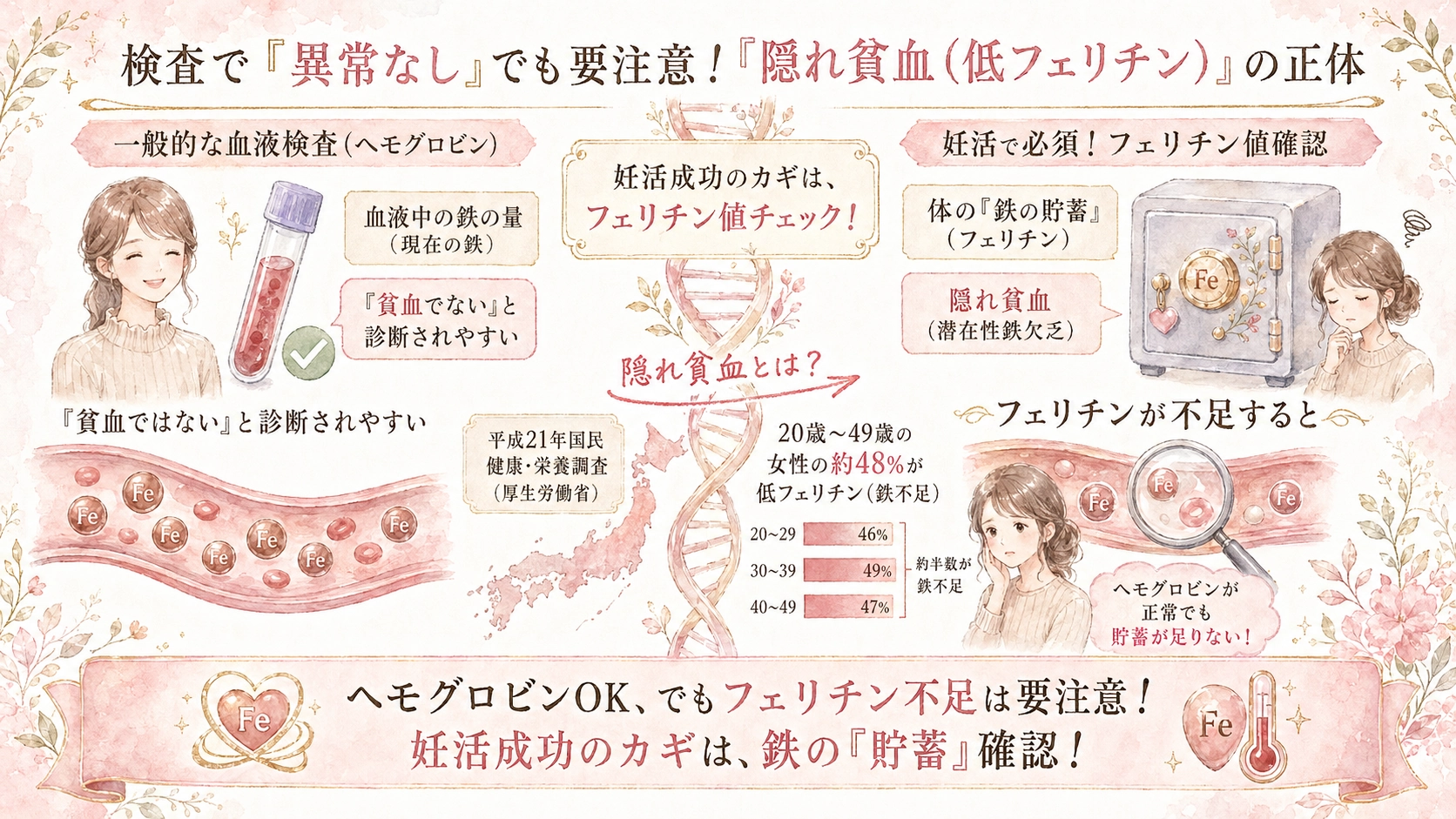 検査で「異常なし」でも要注意！「隠れ貧血（低フェリチン）」の正体